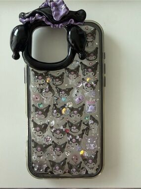 Handmade Kuromi iPhone 16 Pro Max Case – Like New 💜🖤